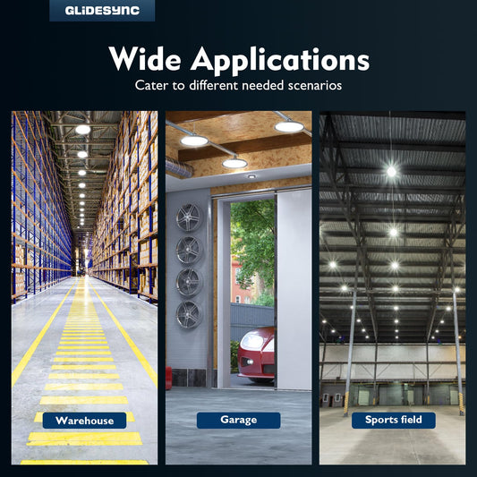 Glidesync 20 Pack UFO LED High Bay Lights 250W,37,500LM Super Bright 5000K IP65 Waterproof High Bay Led Lights & UFO Lights with US Plug for Garage/Warehouse/Workshop/Gym