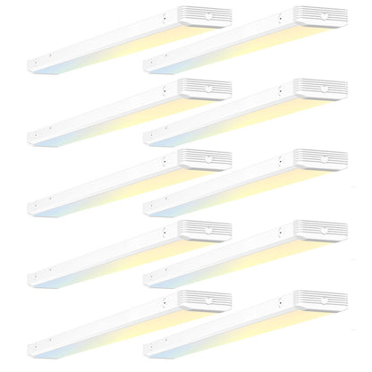 BBOUNDER 10 Pack 4FT LED Wraparound Light with 3CCT Selectable, 4000K/5000K/6500K, Super Bright 5500LM 50W 4 Foot Fluorescent Fixture, Flush Mount Office Ceiling Light for Kitchen Garage, White