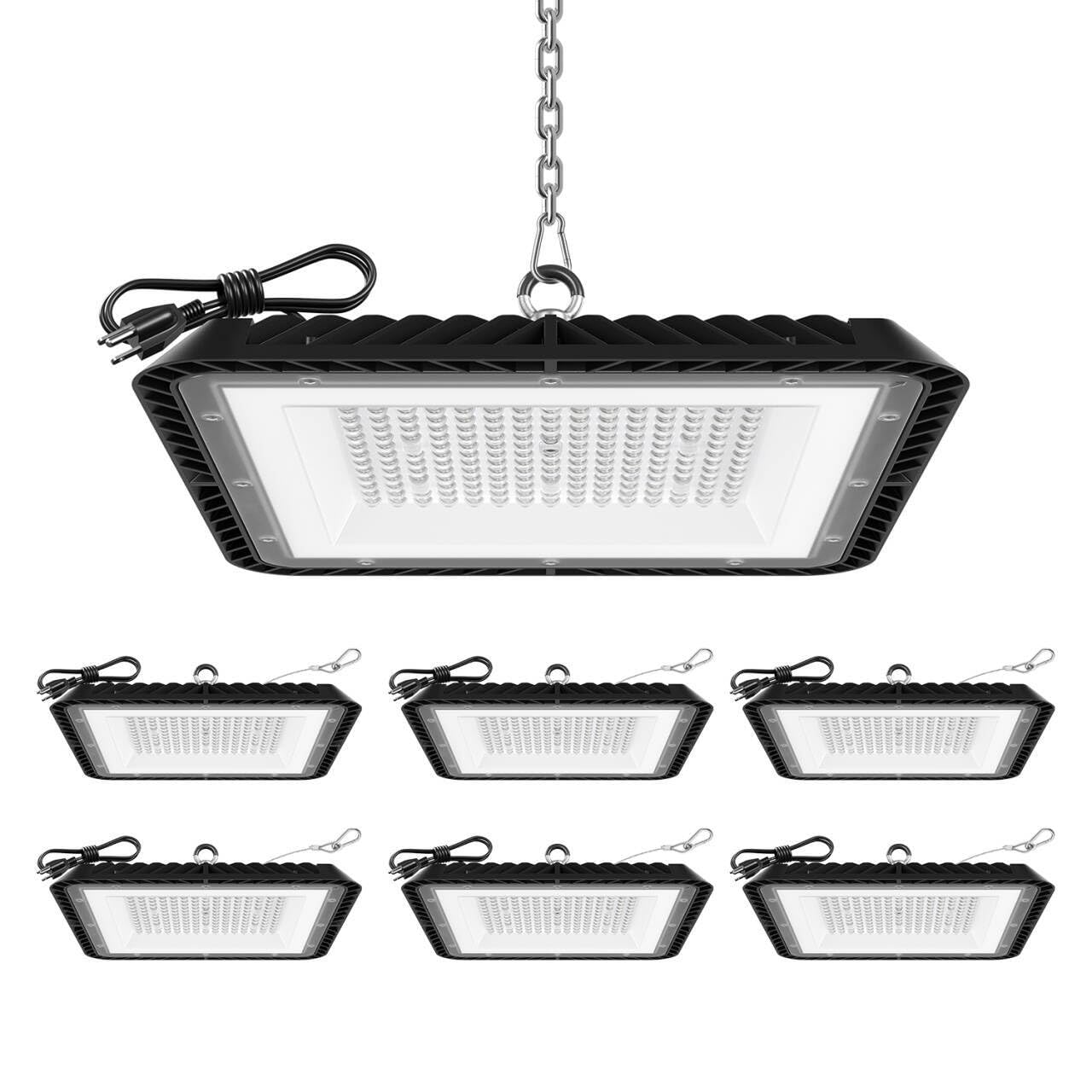 Super Bright 200W UFO LED High Bay Lights, 30000LM High Bay LED Shop Lights, 5000K UFO High Bay Lighting for Warehouse Workshop Factory Gym, IP65 Waterproof Shop Lights, 120V-277V Garage Light(6 Pack)