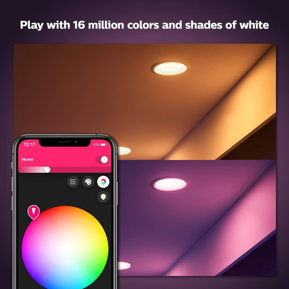 Philips Hue Smart Retrofit Recessed 5/6 Inch LED Downlight 4 Pack, White and Color Ambiance Color-Changing Light, 1100LM, Control with Hue App, Works with Alexa, Google Assistant and Apple HomeKit