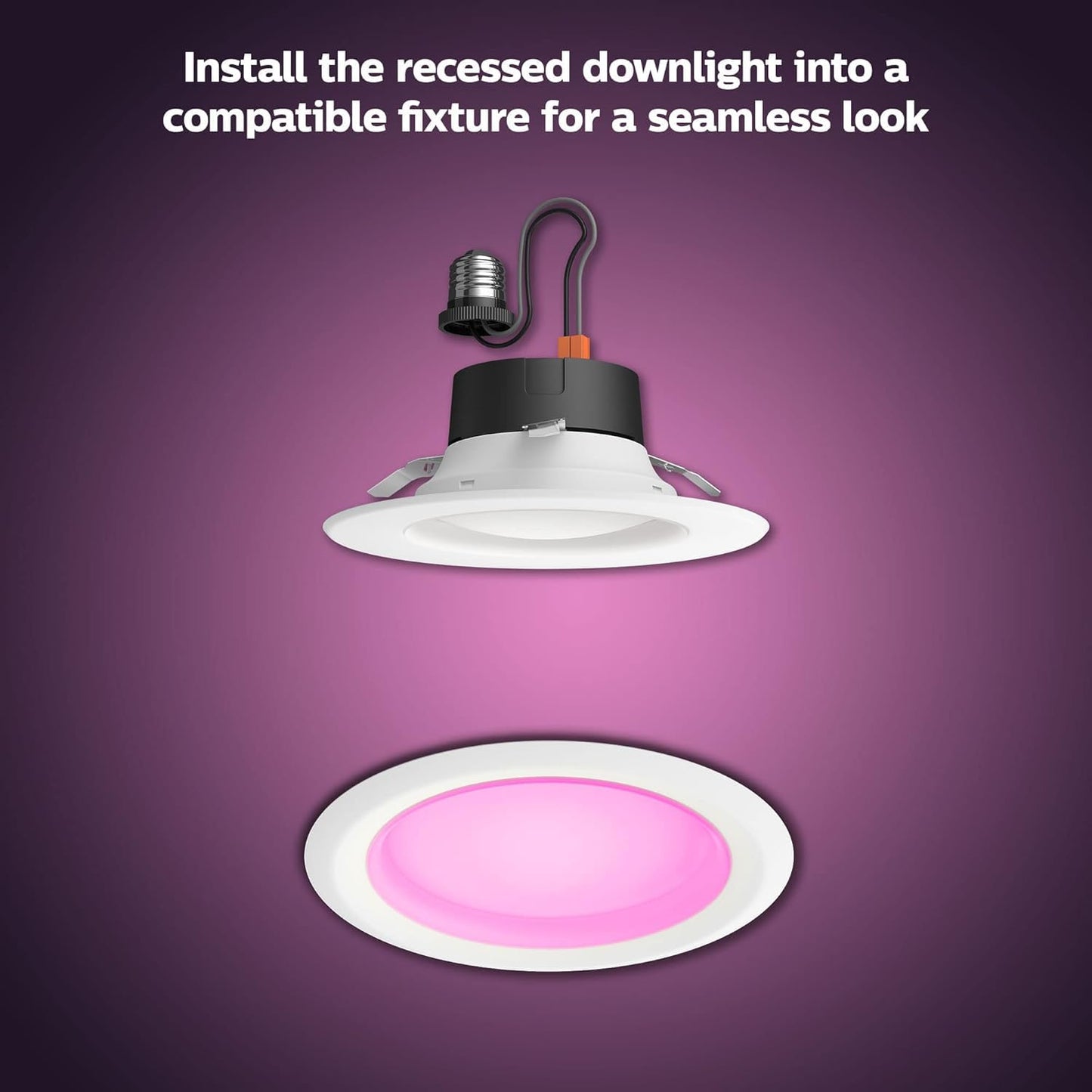 Philips Hue Smart Retrofit Recessed 5/6 Inch LED Downlight 4 Pack, White and Color Ambiance Color-Changing Light, 1100LM, Control with Hue App, Works with Alexa, Google Assistant and Apple HomeKit