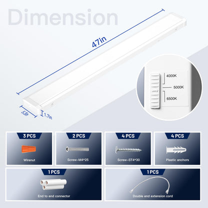 BBOUNDER 10 Pack 4FT LED Wraparound Light with 3CCT Selectable, 4000K/5000K/6500K, Super Bright 5500LM 50W 4 Foot Fluorescent Fixture, Flush Mount Office Ceiling Light for Kitchen Garage, White