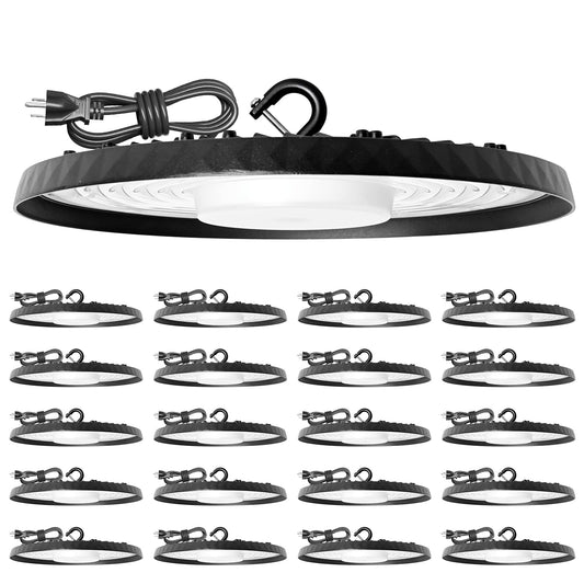 Glidesync 20 Pack UFO LED High Bay Lights 250W,37,500LM Super Bright 5000K IP65 Waterproof High Bay Led Lights & UFO Lights with US Plug for Garage/Warehouse/Workshop/Gym