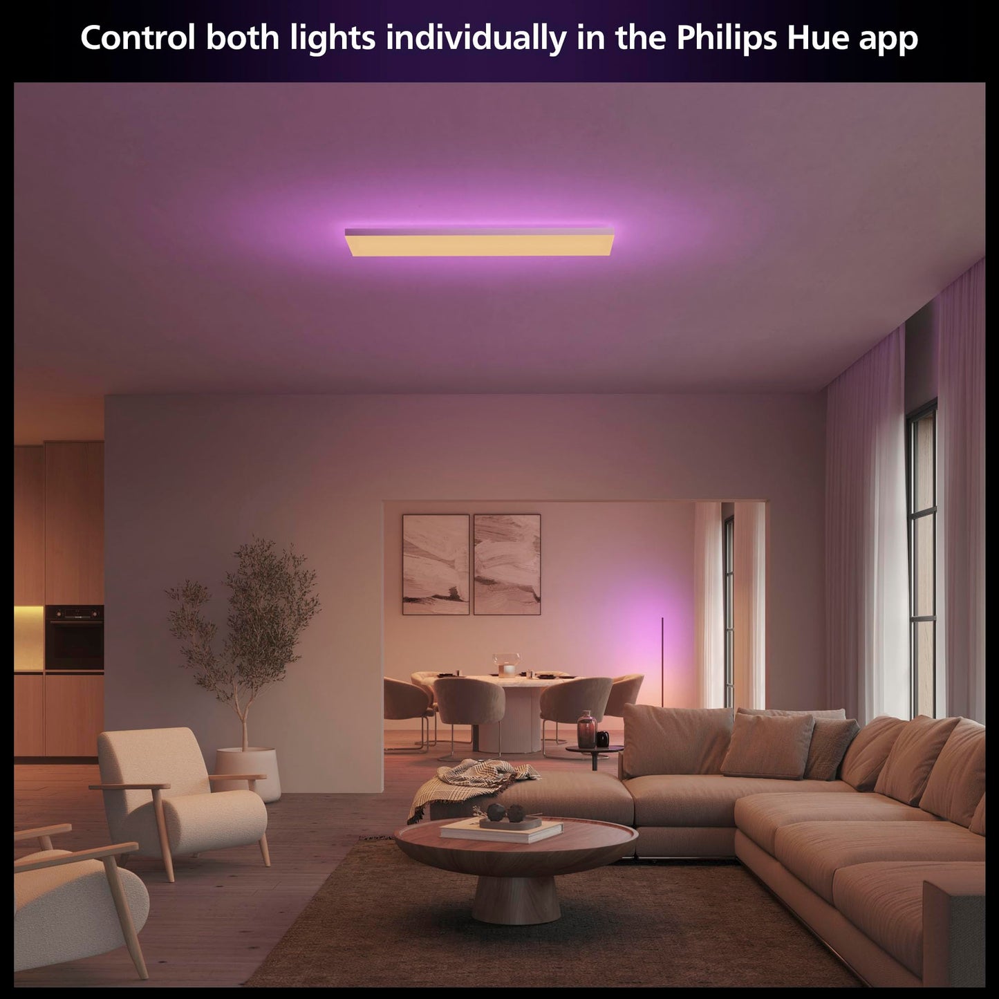 Philips Hue Datura Smart Ceiling Panel (Rectangular 11.81in x 47.24in) White & Color LED Ceiling Light, Bluetooth Compatible,Voice Control with Alexa, Apple Home & Google Assistant