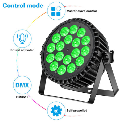 Par Lights 18LED Stage Lights, U`King RGBW 4in1 216W Uplight Stage Lighting Effect by DMX and Sound Activated Control Wash Light for Wedding Parties Church Club DJ Live Show