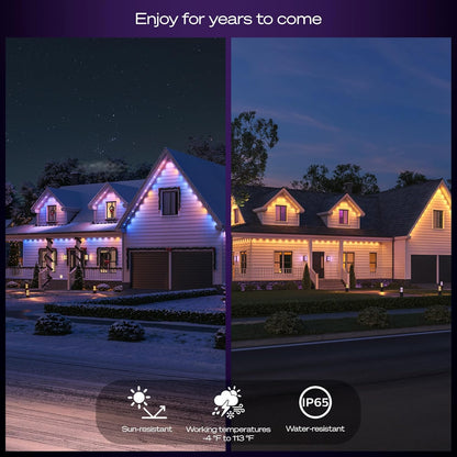 Philips Hue Festavia 90ft Permanent Outdoor String Lights, 48 Dimmable Lights, 55 Lumens Each, Weatherproof, Water-Resistant, Black Wire, Color Ambience, Bridge Required