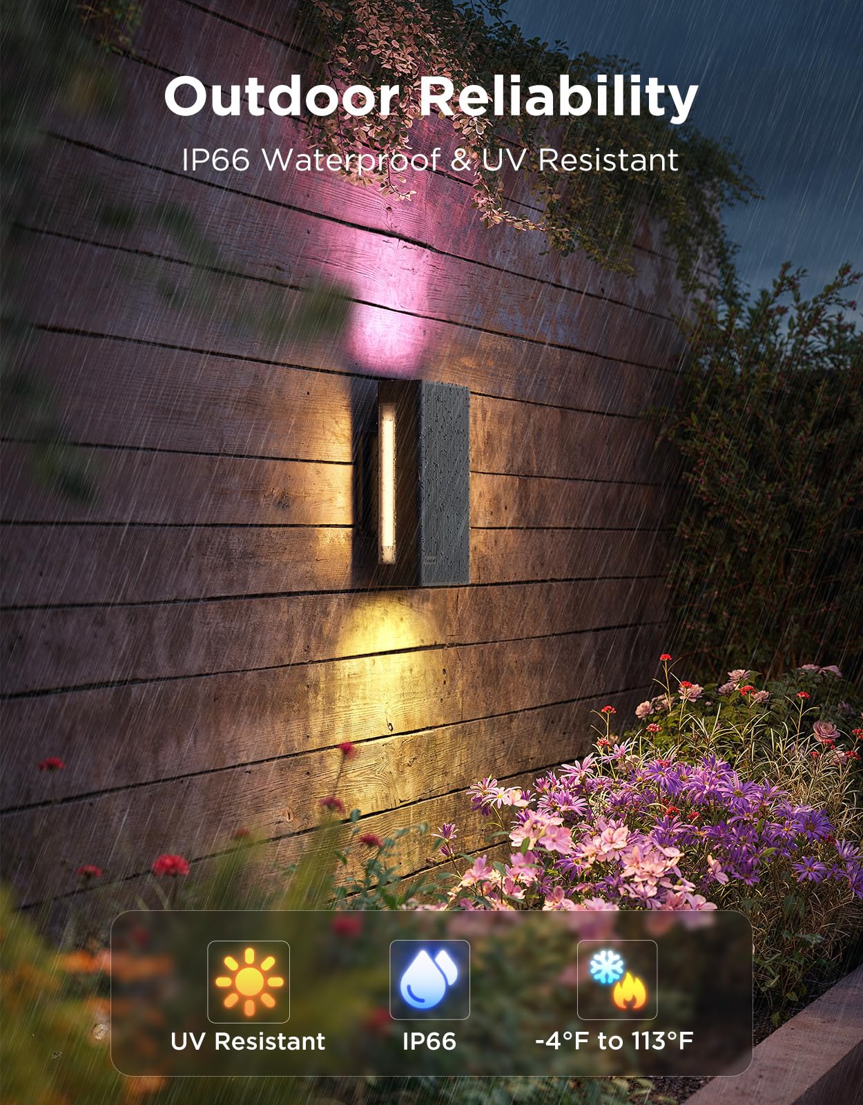 Govee Outdoor UpDown Wall Light, 2 Pack, 1200LM RGBICWW Smart Porch Lights Outdoor with 64 Scene Modes, IP66 Waterproof Wall Sconce for Outdoor Decor, Works with Alexa, Google Assistant and Matter